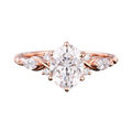 14K Rose Gold Oval Moissanite Art Deco Engagement Ring
